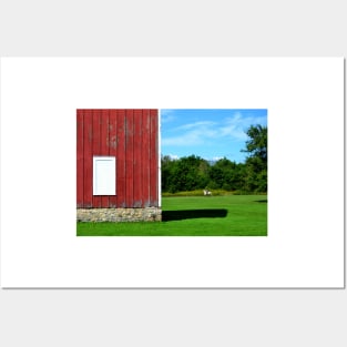 Red Barn & White Horse Posters and Art